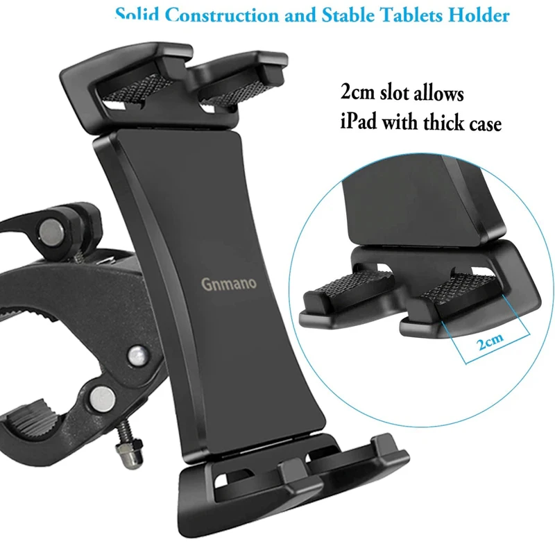 Gnmano-tablet Universal Stand Mount Bracket Gym Treadmill Bike Handlebar Clip Sports Suporte Ajustável para Ipad Pro 413 - Imagem 6