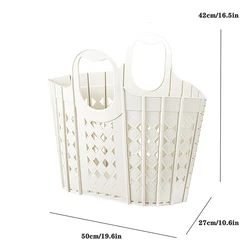 Compact Foldable Waterproof Laundry and Storage Basket with Handles for Home and Bathroom Use (Beige)