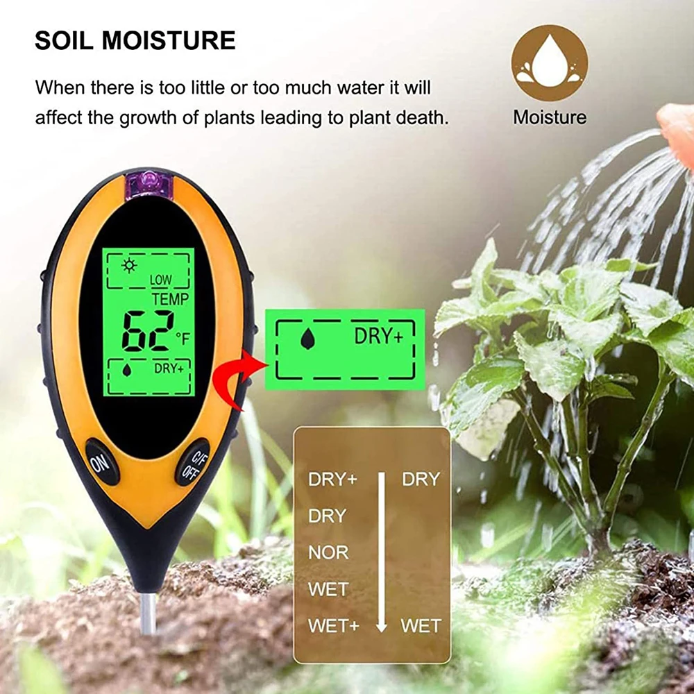 Noyafa Tr02 em Solo ph Medidor Umidade Temp Solo ph Tester Medidor de Intensidade de Luz Solar para Jardinagem Plantas Agricultura com Backli - Imagem 5