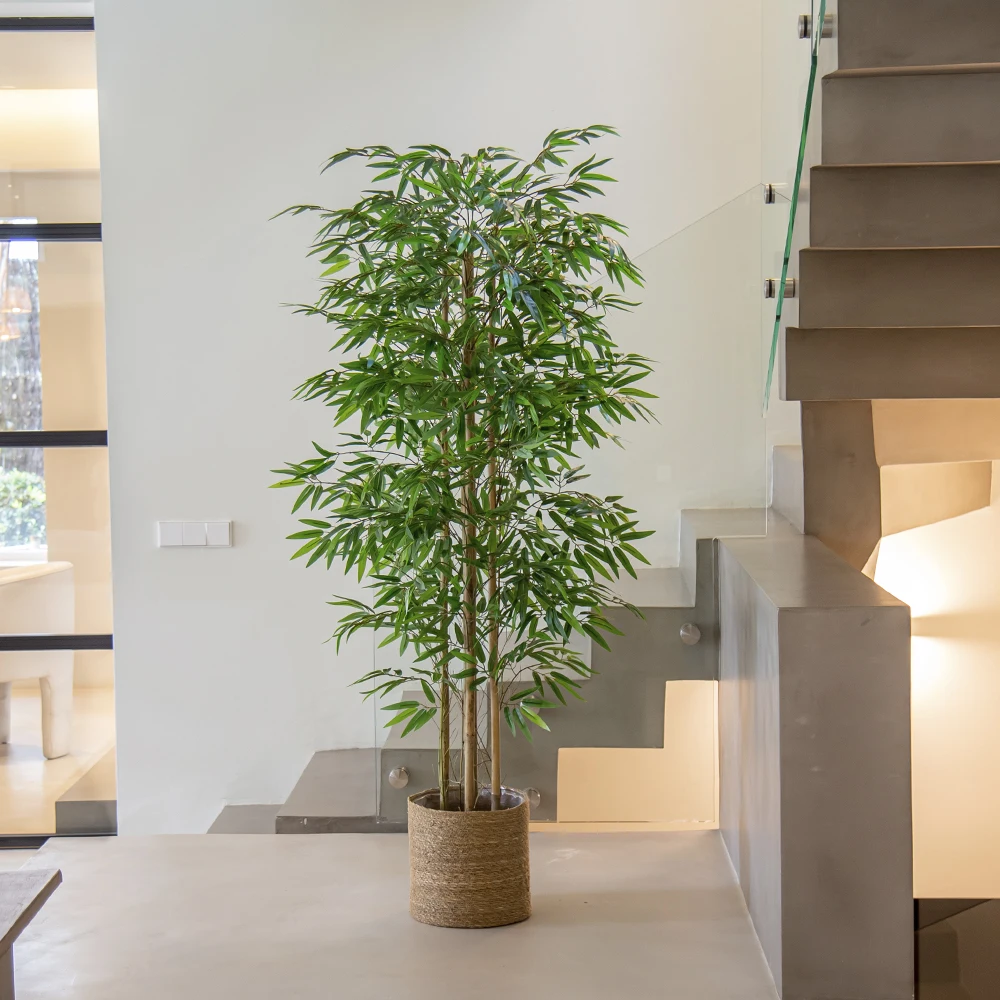 Plantas artificiales grandes para decoración del hogar, rama de Nandina,  palmera Tropical, árbol de bambú falso