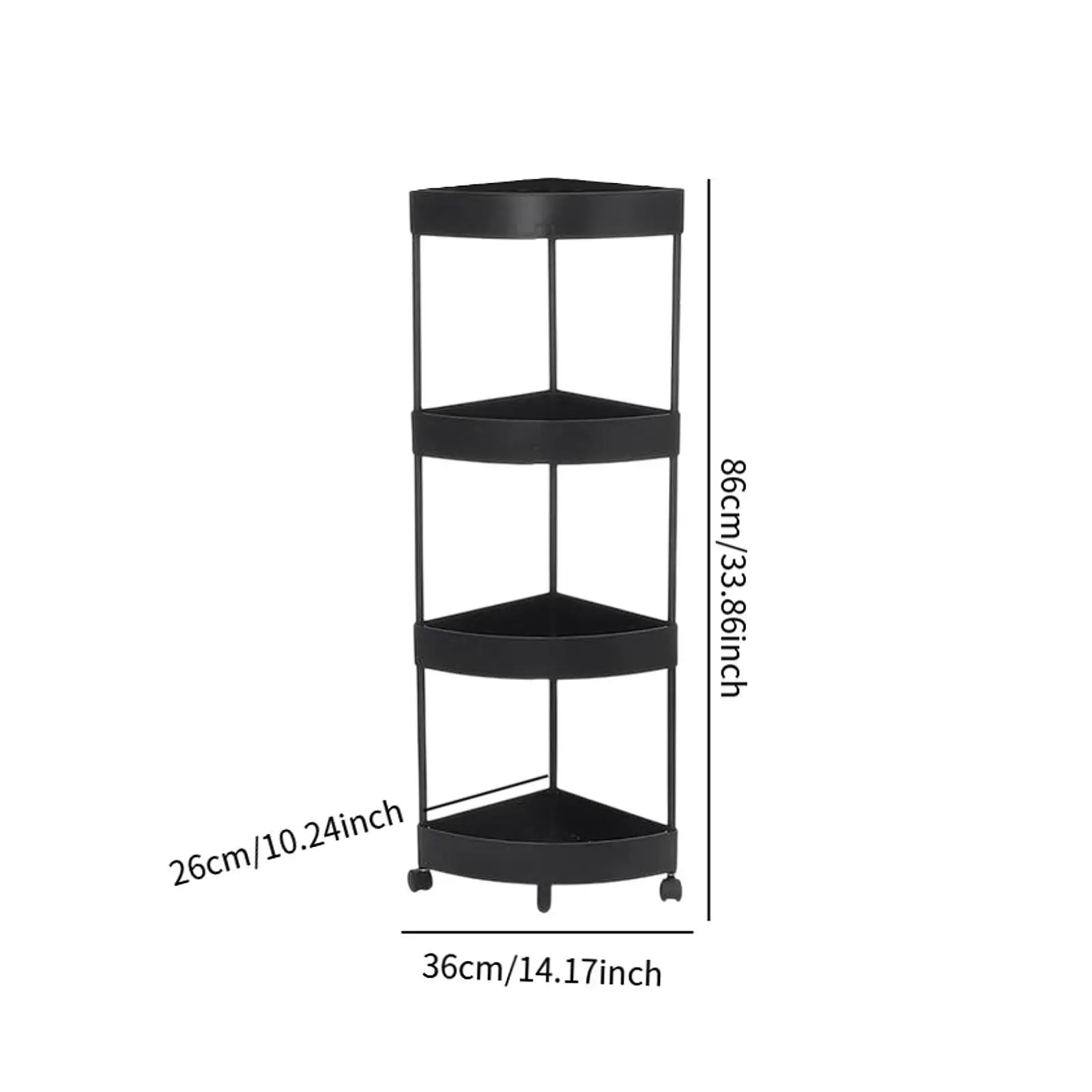 4-Layer Multipurpose Plastic Corner Rack Metal Pipe Floor Corner Shelf Basket