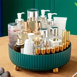 360° Rotating Makeup and Skincare Organizer Tray - Spacious Spinning Storage Solution (Small Green)
