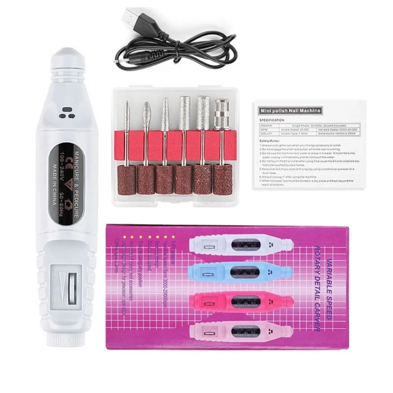 

Portable Pen Style Nail Polisher USB Rechargeable Nail Grinder Electric Nail Sander Perfect for Nail Care and Detailing