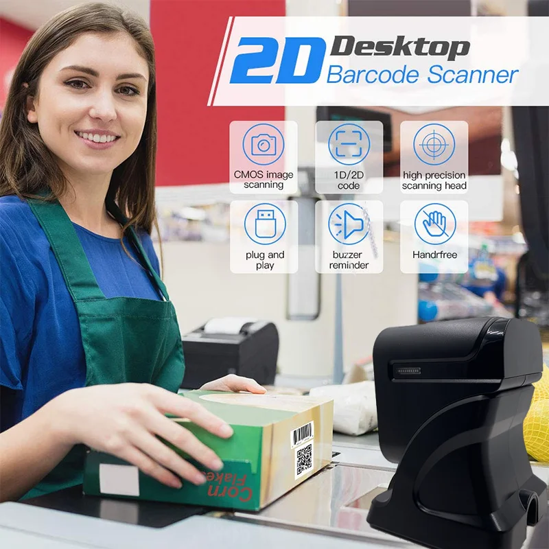 1D/2D Presentation Platform Desktop Omni Barcode Scanner For Businesses USB2.0/RS232 MP6200 barcode scanner