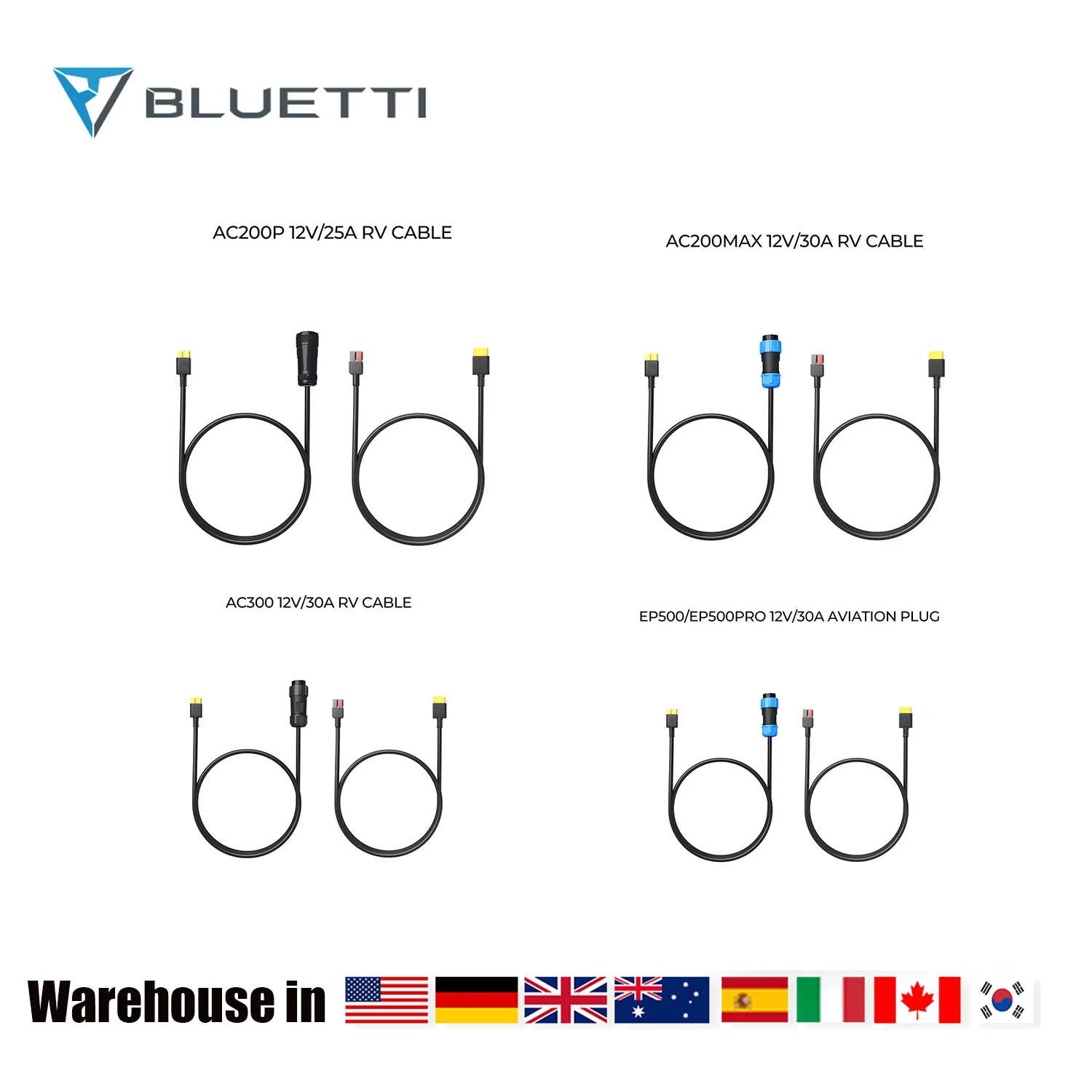 Cavo Bluetti 12V Rv Per Ac200P 12V/25A Per Ac200Max 12V/30A Per Ep500 Ep500Pro 12V/30A Spina Aeronautica Per Ac300 12V/30A