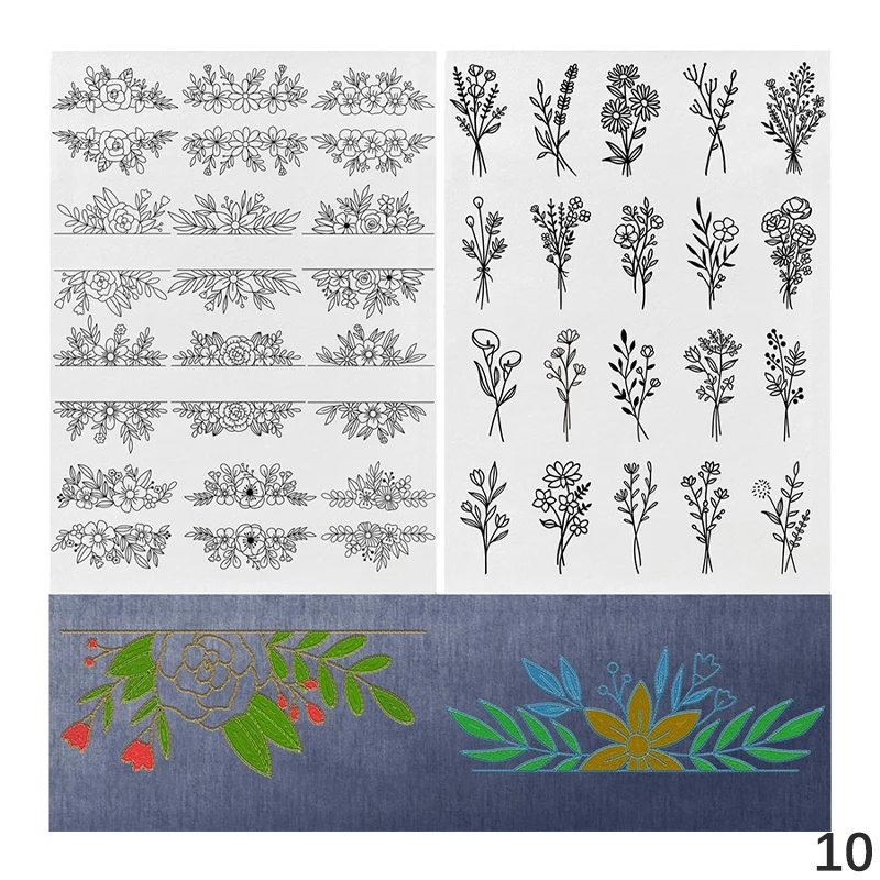 2sheets Blank Printable Hand Embroidery Pattern Stick and Stitch Stabilizer  Transfer Patch Paper Trendy for Clothes 297x210mm