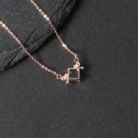 GEM'S BALLET Unique 0.63CTW Square Moss Agate Pendant Necklace in 925 Sterling Silver Art Deco Statement Jewelry Gift For her - Image 6