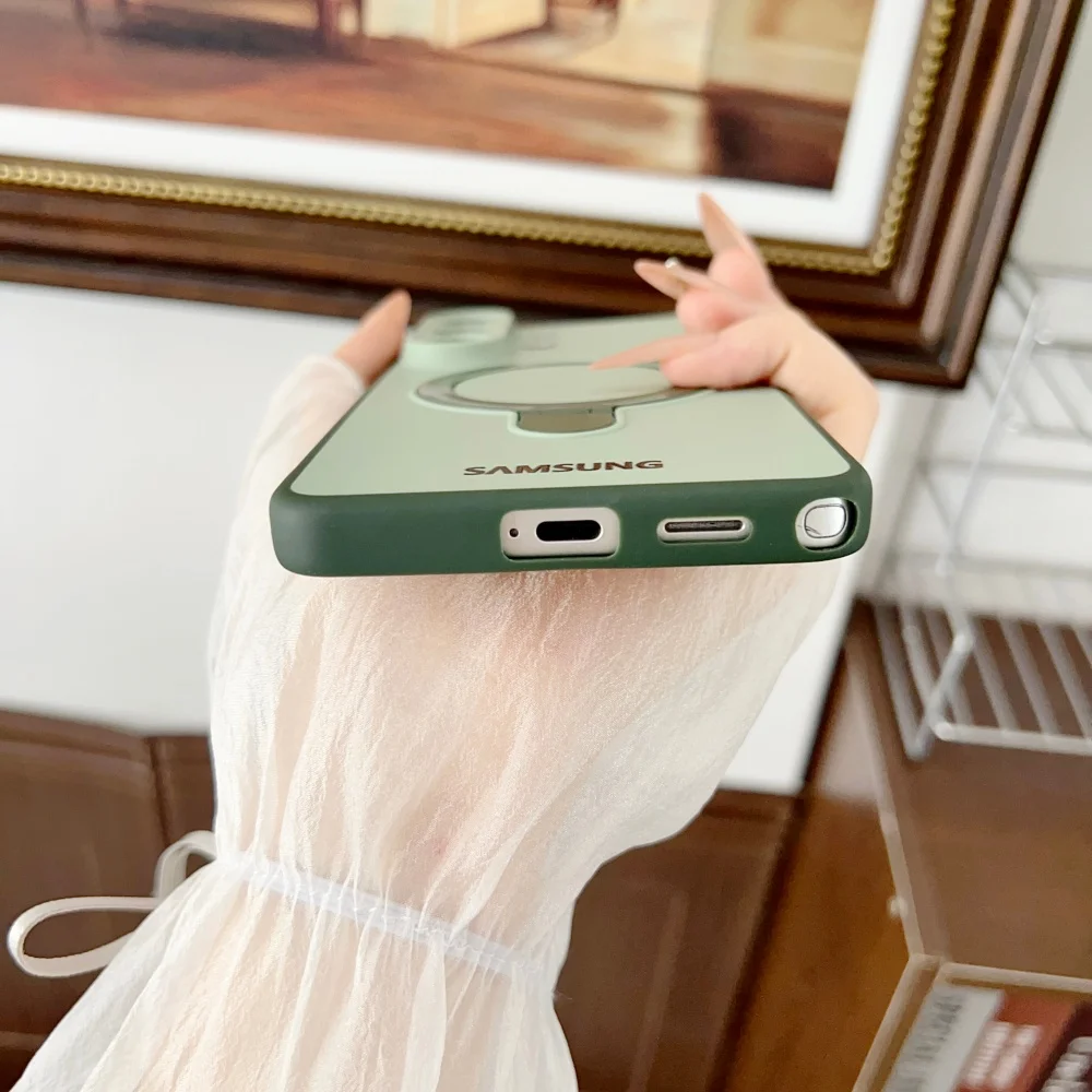 360° Rotation Magnetic Metal Bracket Holder Silicone Phone Case with Magsafe Compatibility