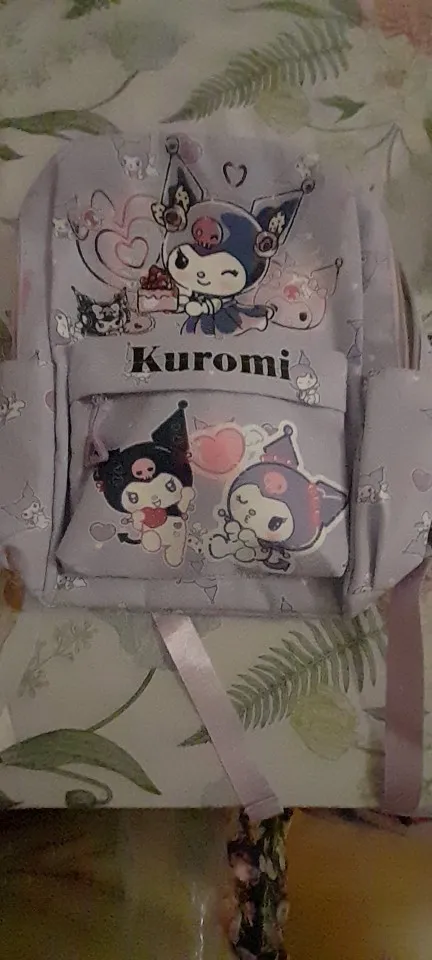 Mochila Kuromi & Cinnamoroll con monedero, mochila escolar de dibujos animados de Hello Kitty, mochila informal de viaje para niña para uso diario photo review