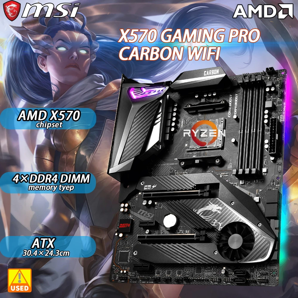 X570 Motherboard For Ryzen 5600 CPU MSI MPG X570 Gaming Pro Carbon Wifi