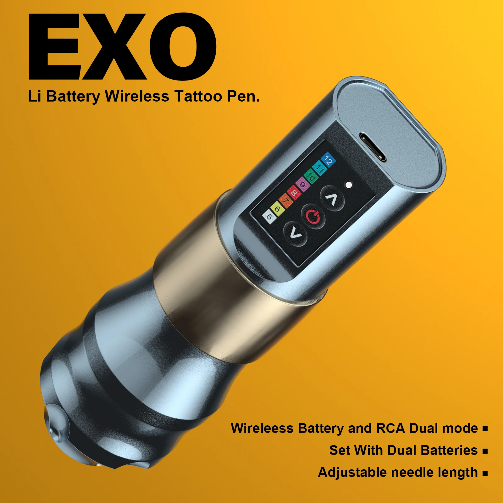 EXO Wireless Tattoo Machine Kit Powerful Coreless Motor Chargeable Lithium Battery 2 Battery Rotary Tattoo Pen Set tattoo supplies tattoo kit tattoo pen tattoo motor