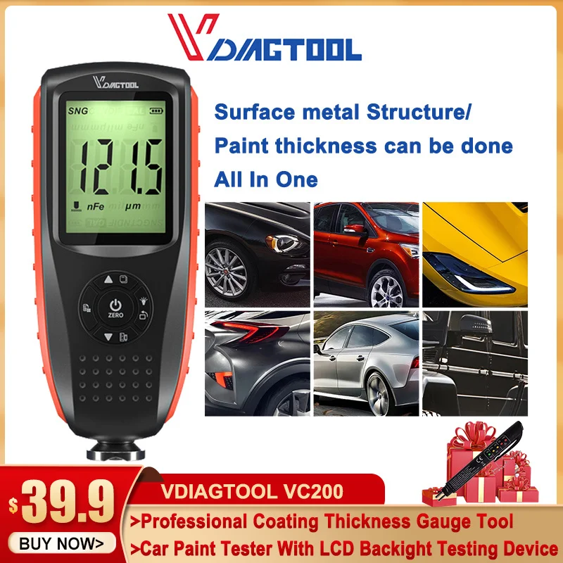 VDIAGTOOL VC200 New Car Paint Tester Professional Coating Thickness