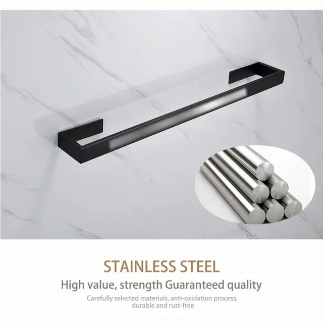 Juego de accesorios de baño negro mate, Kit de Hardware de montaje en pared, colgador de toallas de mano, soporte para rollo de papel higiénico, estante para bata, gancho para riel - Image 6