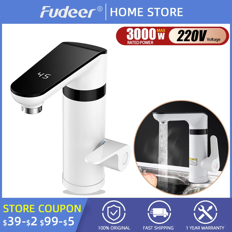 

Fudeer водонагреватель проточный электрический Нагреватель для горячей воды Кран водонагреватель Cмеситель с водонагревателем 220 в 3000 Вт быстрый нагрев 3S