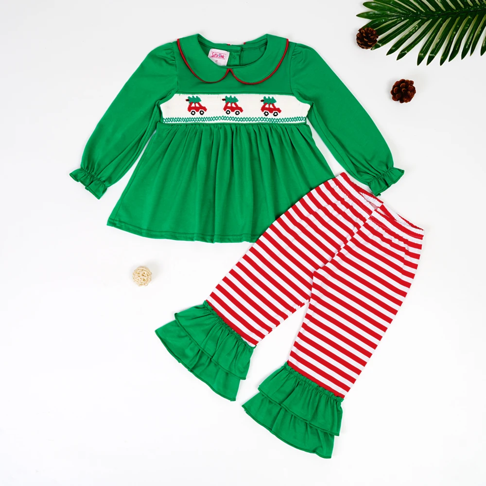 

2022 Hand Made Baby Girl Clothes Set Boutique Children Bodysuit Christmas Embroidery Smock Outfits Princess Dress For Babi Girls