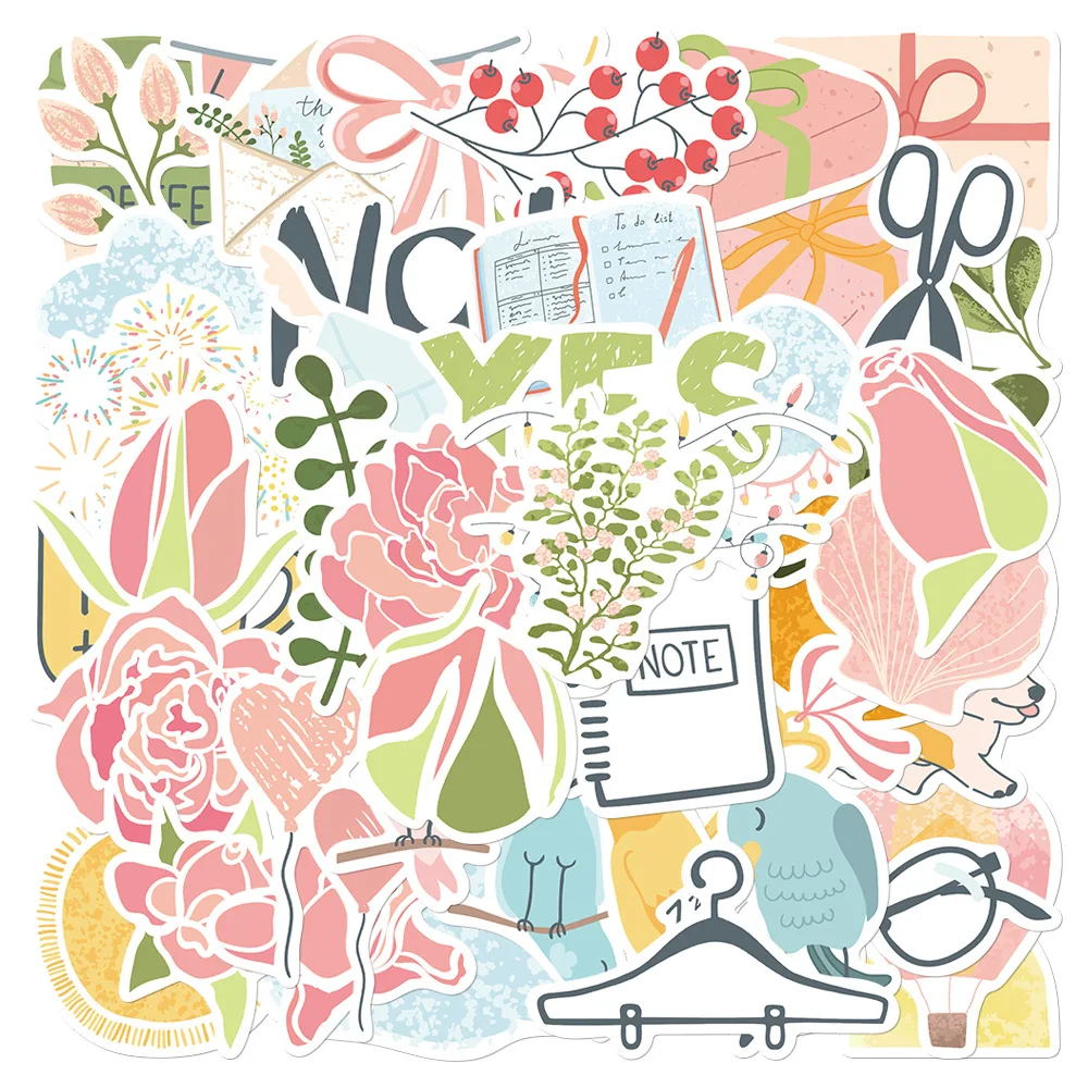 

10/30/49PCS Cartoon Simple Stickers Leaves Flowers Animals White Cloud Sticker Graffiti Decals DIY Laptop Phone Notebook Car Toy