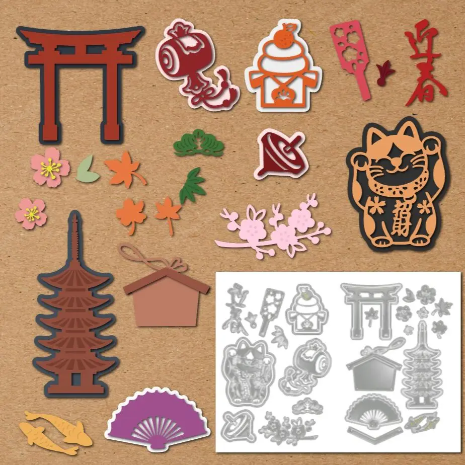 

Japanese Lucky Cat Scrapbooking Metal Die Cut New Arrival 2023 Cutting Dies Card Making Paper DIY Embossing Decoration