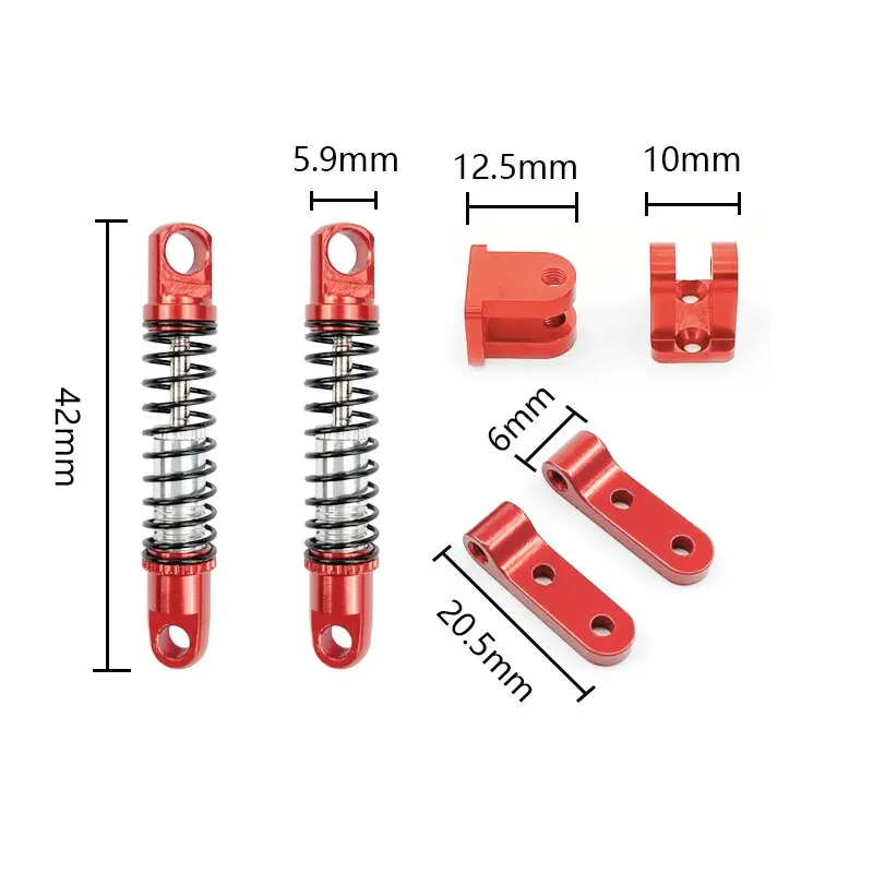 2Pcs Metal Front Shock Absorber Damper Remote Control Car Rear Shock Absorber With Mount Upgrade Parts For WPL D12