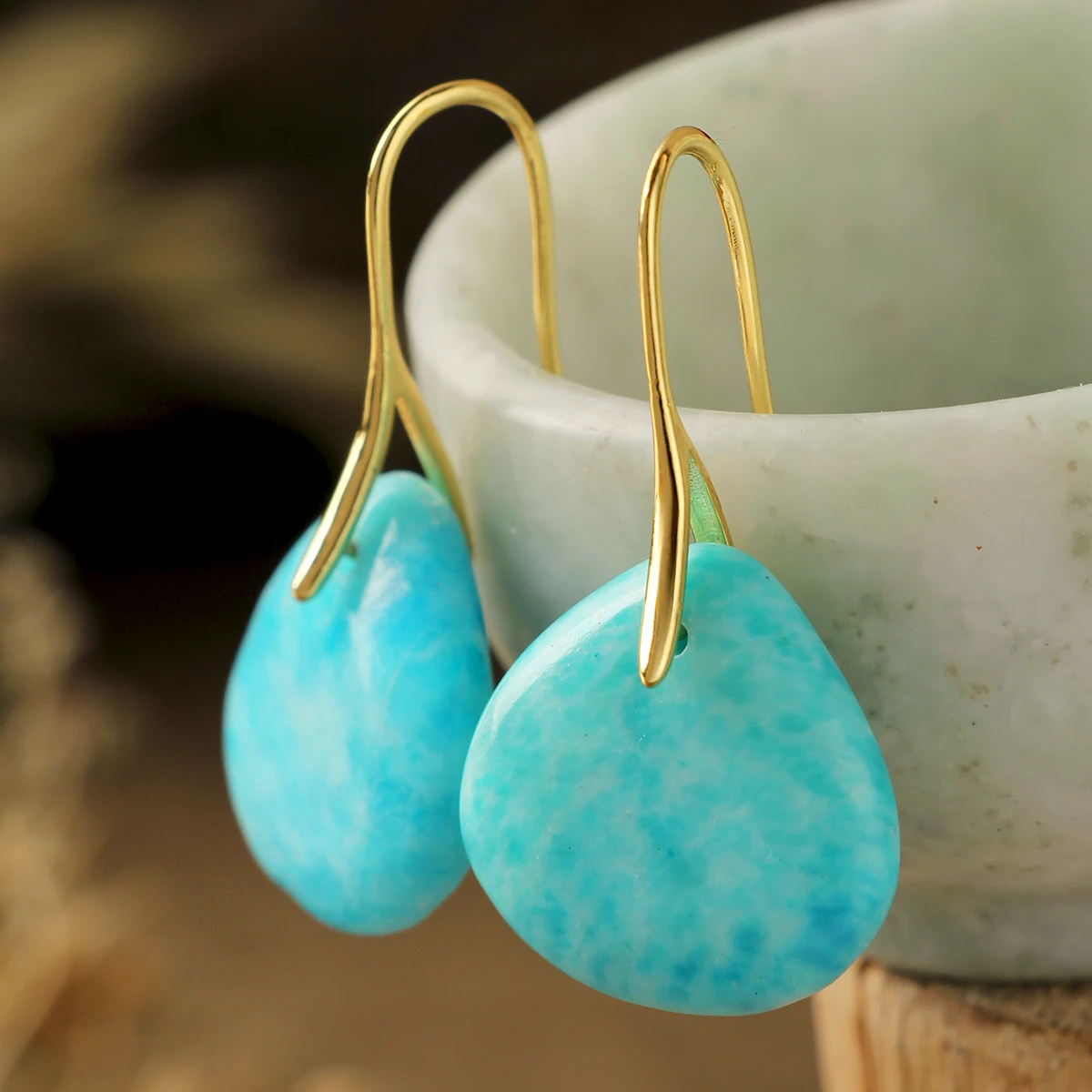 Farbige, kurze Wassertropfen-Ohrringe aus Imperial Stone für Damen, Bohemian-Stil für Frühling/Sommer, Strand-Stil, Muttertagsgeschenke – Detail 10