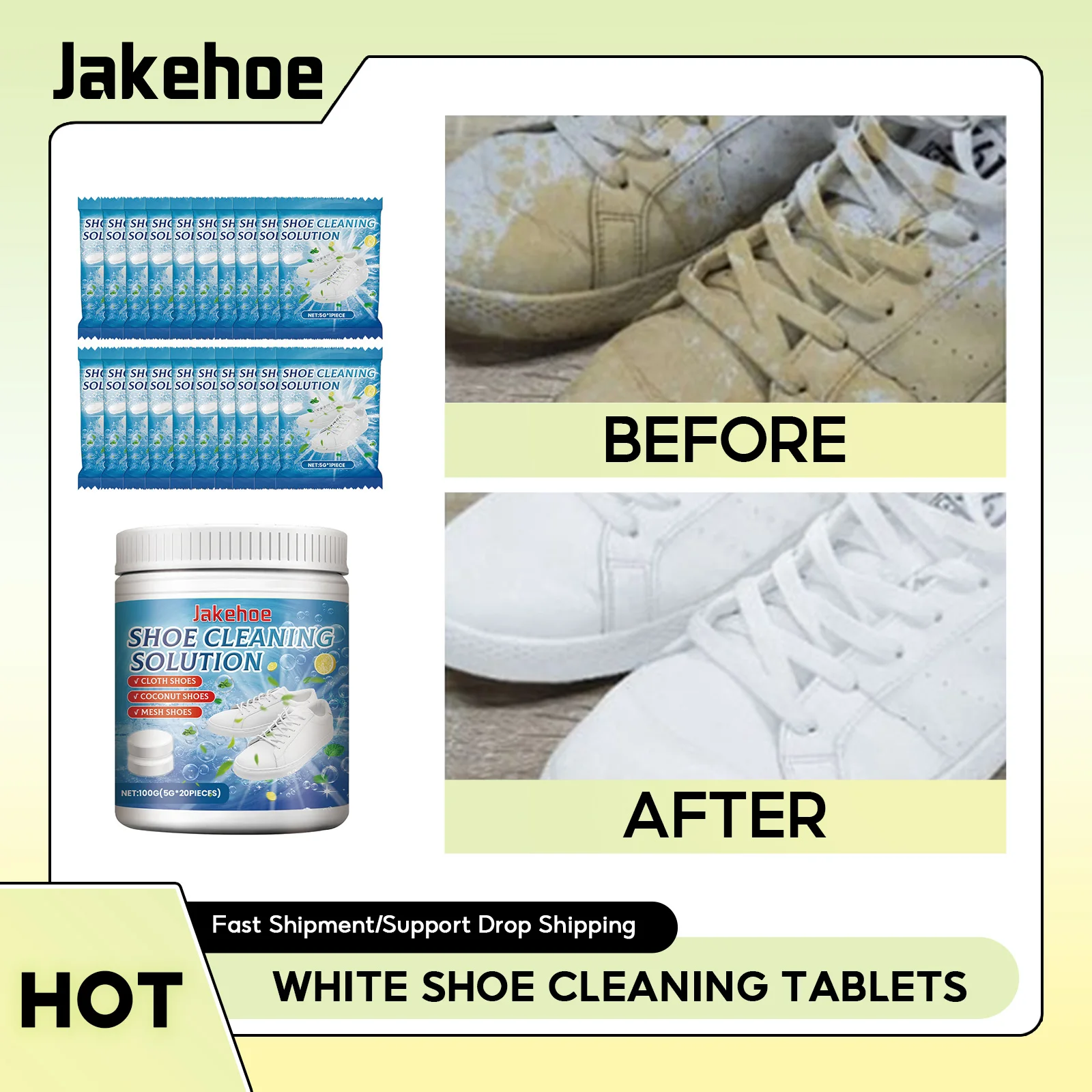 White Shoe Cleaning Tablets Refreshed Polish Shoe Clearning Foam Sneakers Cleaner Dirt Yellow Edge Remover White Shoe Brightener