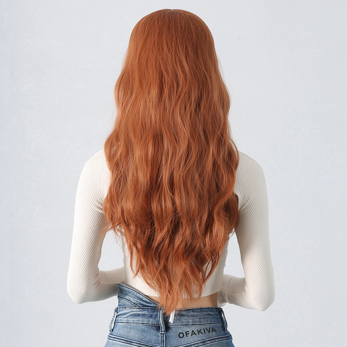 Copper Wigs Ginger Red Brown Long Fluffy Wavy Synthetic Wigs with Bangs Cosplay Hair Wig for Women Daily Natural Heat Resistant