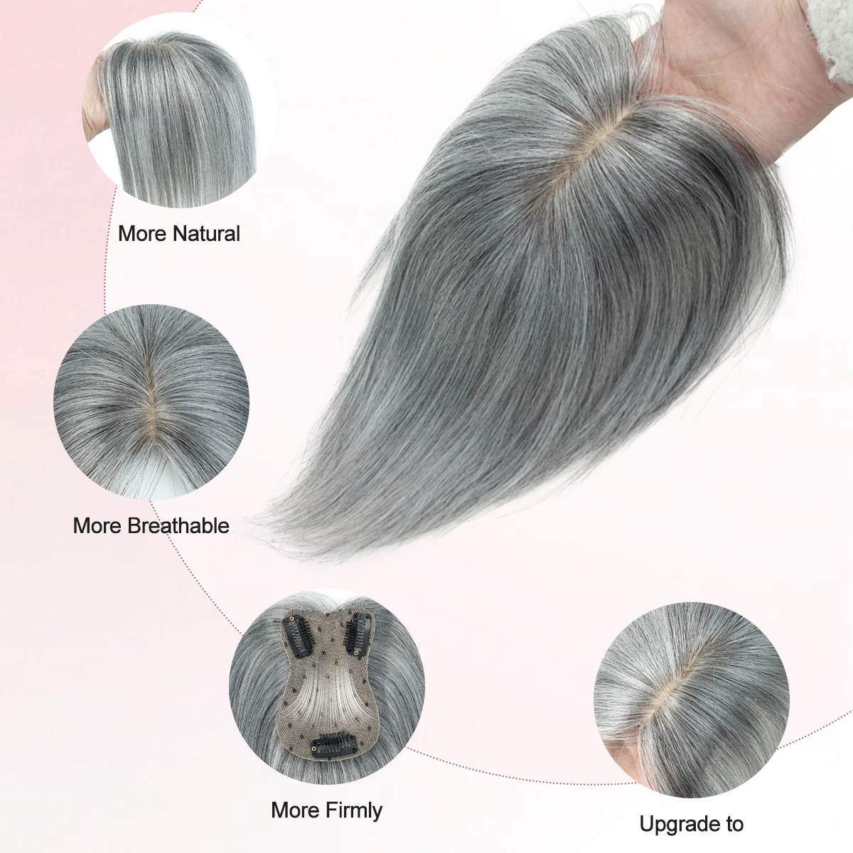 Real Human Hair Toppers for Women Daily 360° 3D Hair Pieces with Thinning Hair Upgrade Middle Part Clip in Bangs20, 25, 30, 35cm 3