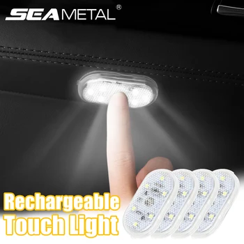 SEAMETAL Mini Touch Light for Car USB Rechargeable Led Light Magnetic Reading Lamp Gentle Illumination for Car Floor Trunk Hood 1