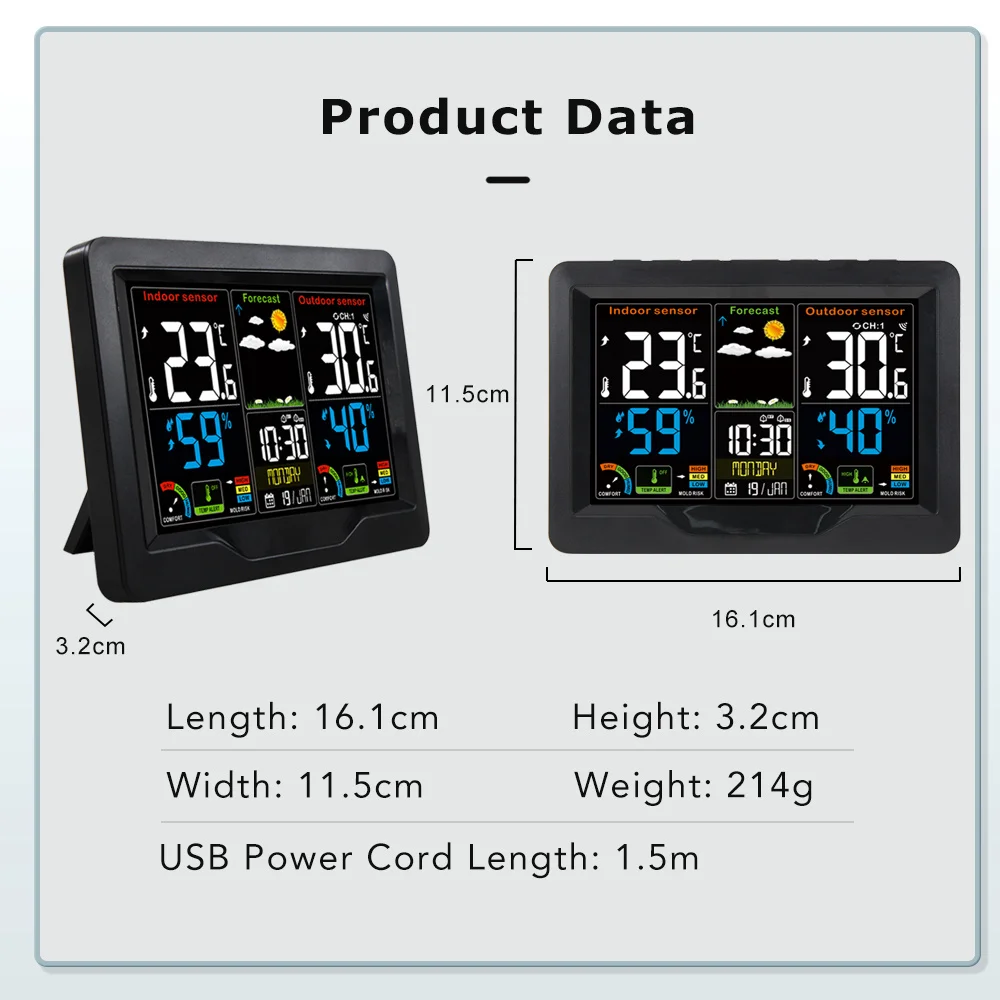 Station météo numérique transparente, température et humidité, compteur,  réveil, prévisions météo, intérieur, extérieur, hygrothermographe -  AliExpress