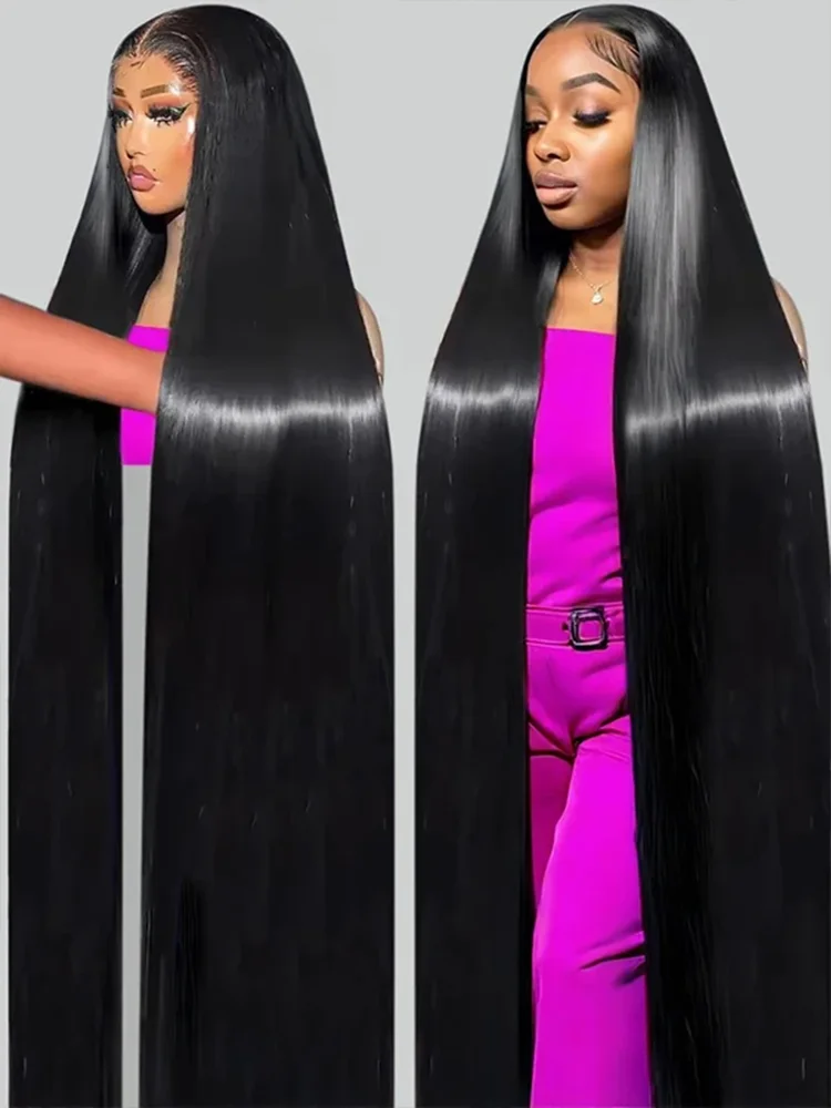 42 Inch Straight Human Hair Wigs 13x4 13X6 HD Lace Frontal Human Hair WIgs Glueless Bone Straight Lace Front Wigs For Women