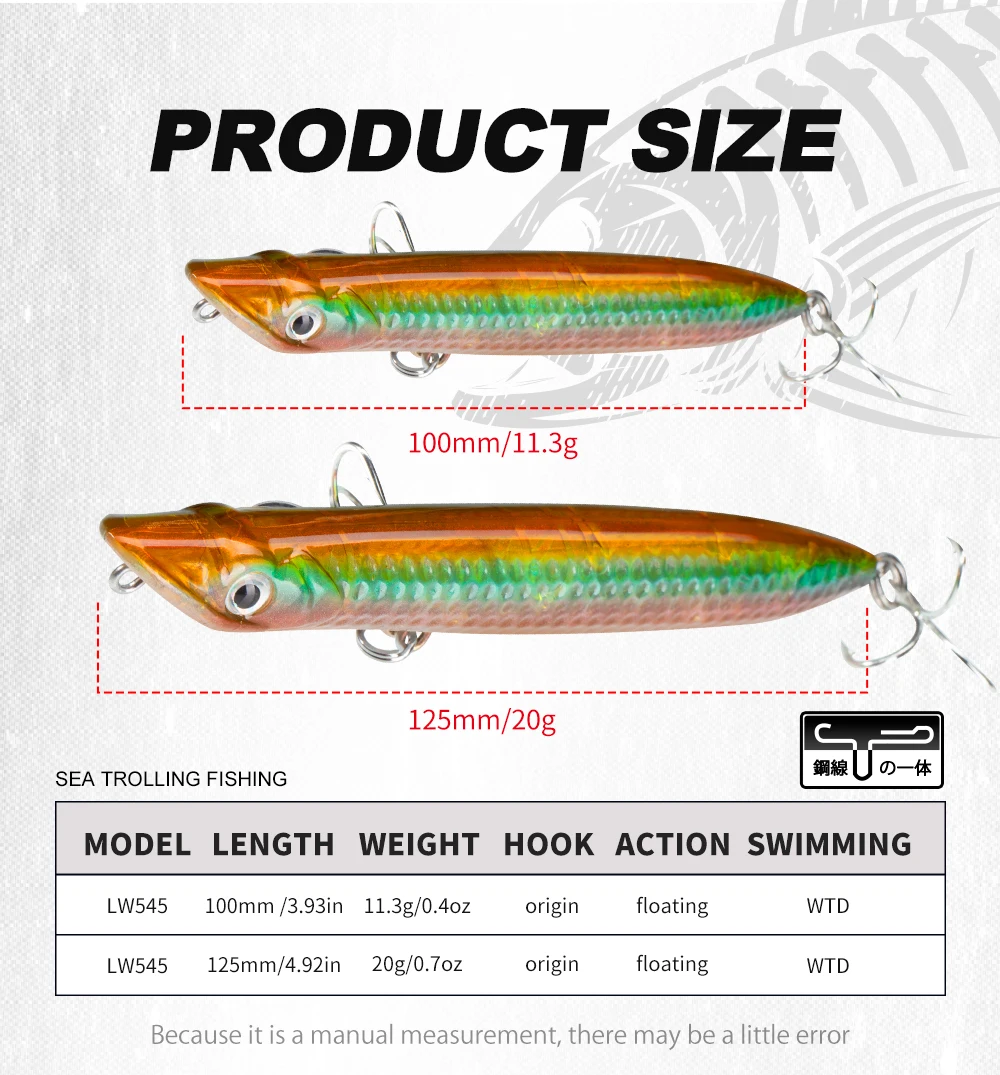 Hunthouse SLAP WALKER Pencil Fishing Lure Schwimmender Oberflächenköder 110mm 125mm Harter Köder Popper Topwater WTD Salzwasser Bass Fisch LW545 – Detail 2