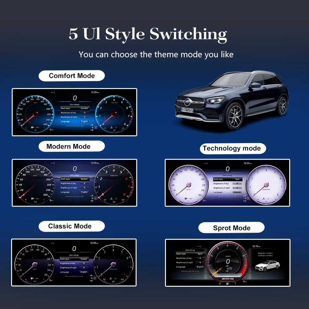 ?   메르세데스 벤츠 C200L C/GLC W205/W253 2015-2018년식 자동차 계기판용 12.3인치 LCD 디지털 대시보드 클러스터