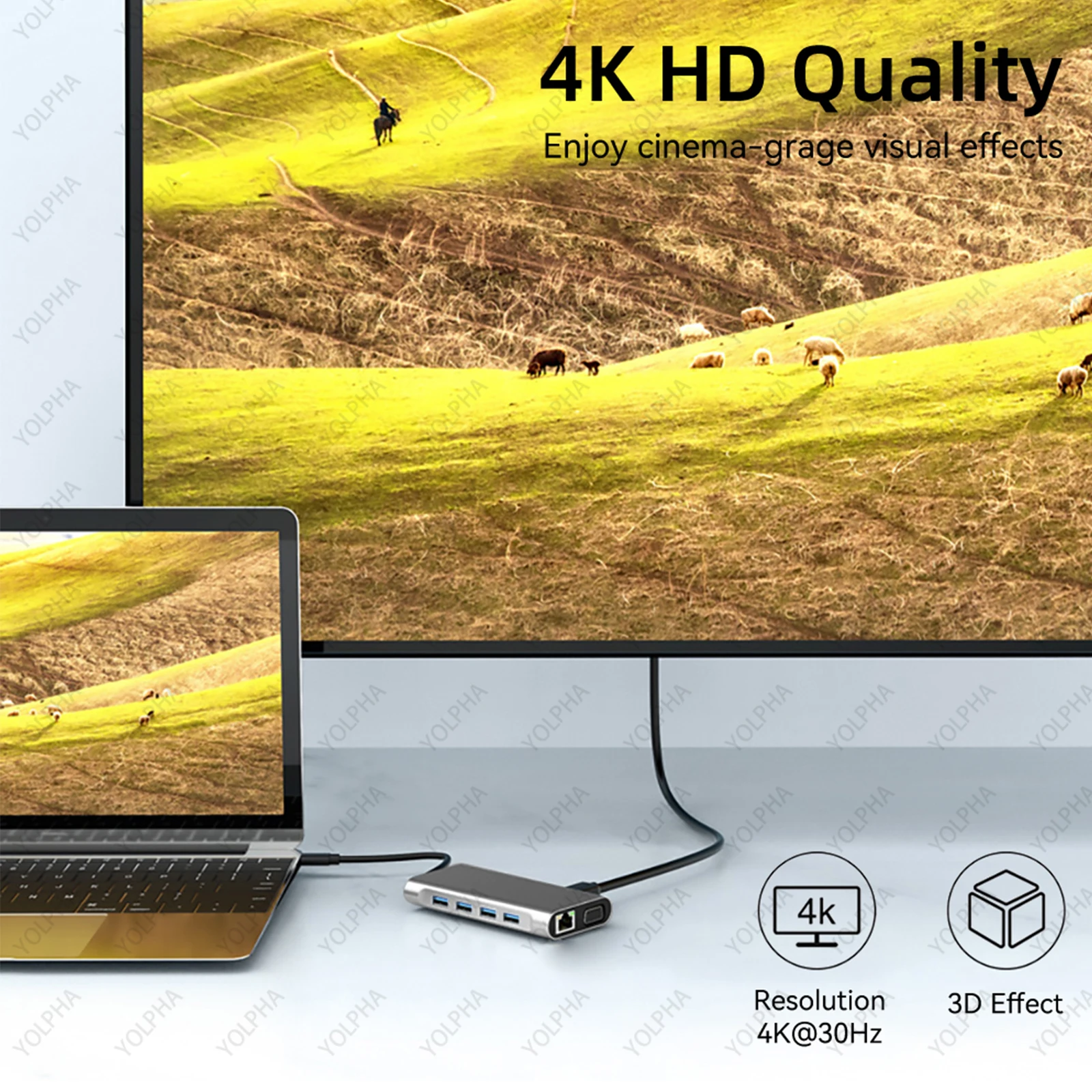 10 in 1 USB C Hub usb3.0 2.0 Docking Station with 4K HDMI 100w Charging 1080 HD SD/TF Splitter for typec Laptop MacBook Pro 3