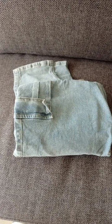 Jeans Men Pants Wash Solid Color Multi Pockets Denim Mid Waist Cargo Jeans Plus Size Fahsion Casual Trousers Male Daily Wear photo review