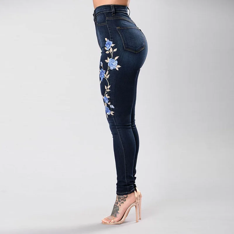 New Women's High Waist Embroidered Jeans | Slim Stretch Denim Pencil Pants | Casual Female Clothing S-3XL