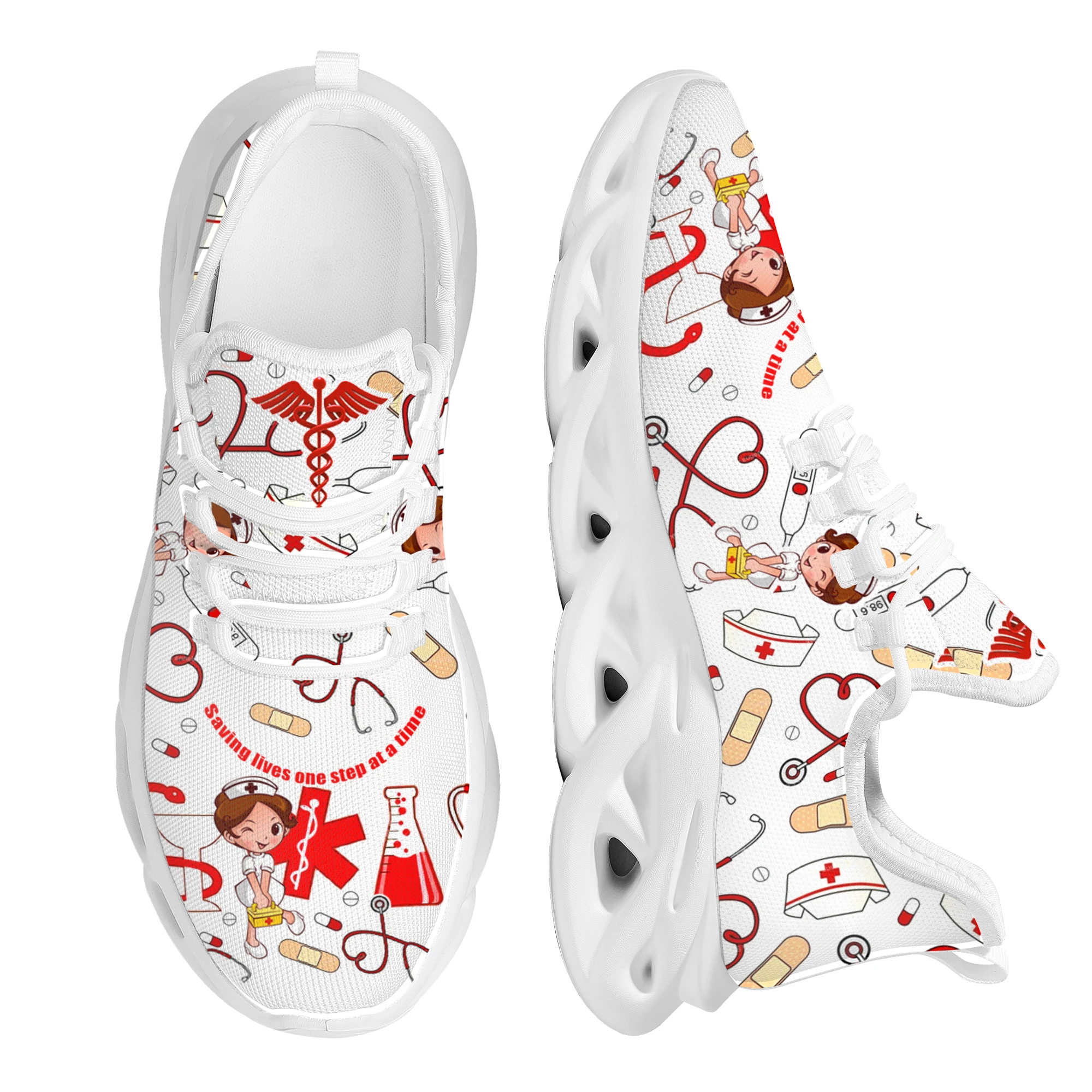 Yikeluo Hot Selling Women Sneakers Shoes Cute Cartoon Nurse
