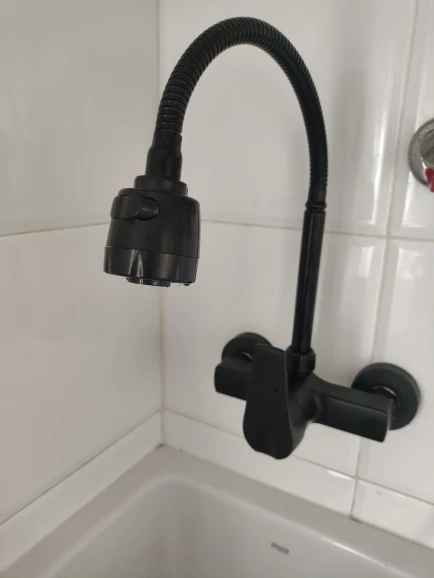 Black Brushed Brass Kitchen Faucet - 360° Rotating Sprayer photo review