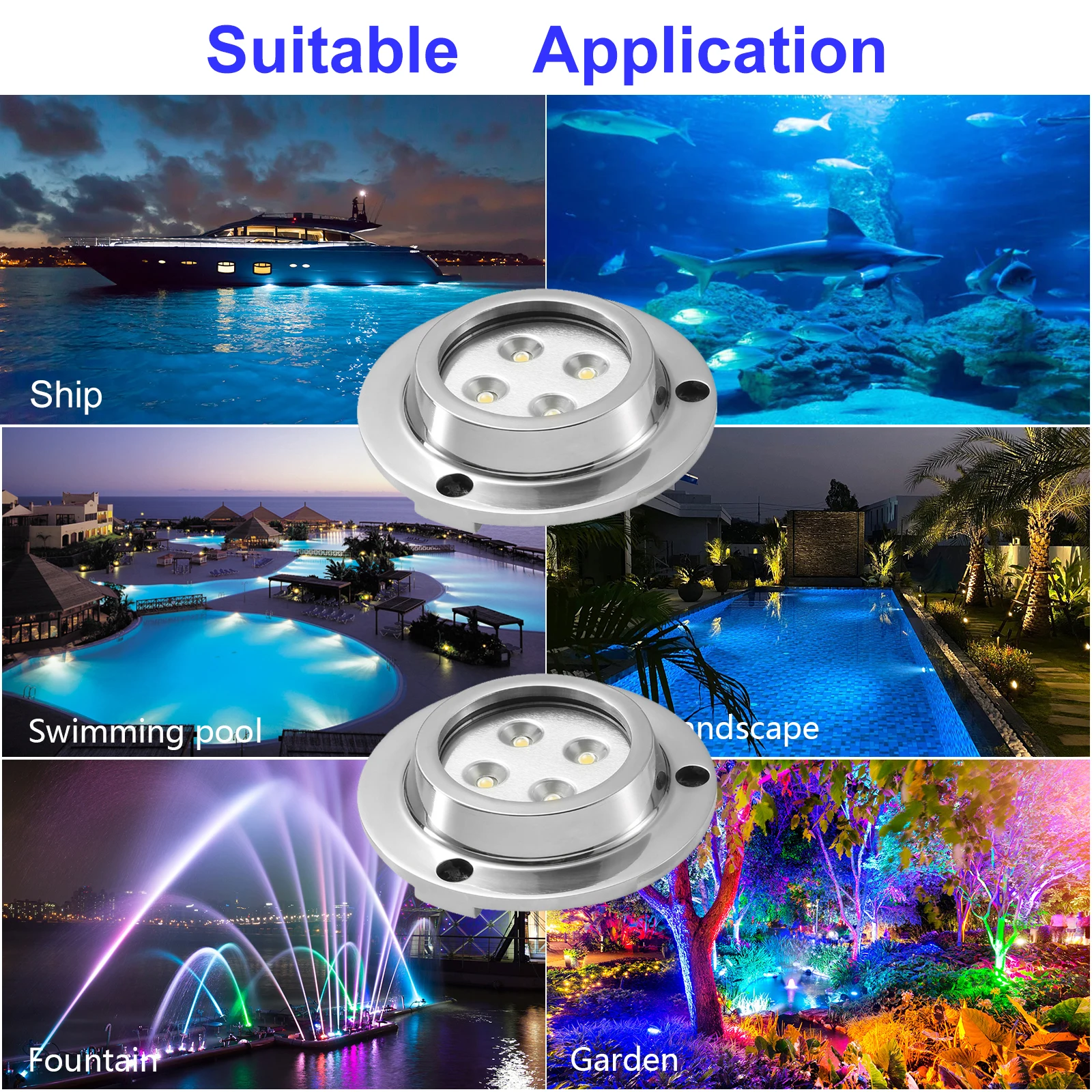 Фото DC12V низкая Vottage IP68 Водонепроницаемый светодиодный бассейн огни RGB 10 Вт RGB подводный светодиодный прожектор аквариумная лампа, получившая сертификат Европейского высокого Мощность светодиодный 94 мм Диаметр №4