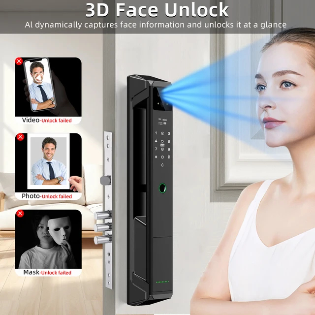 RAYKUBE 21 Lock Languages Tuya WiFi Camera Palm Vein Smart Fingerprint Lock Face Recognition Digital Lock With Video Call P85 5