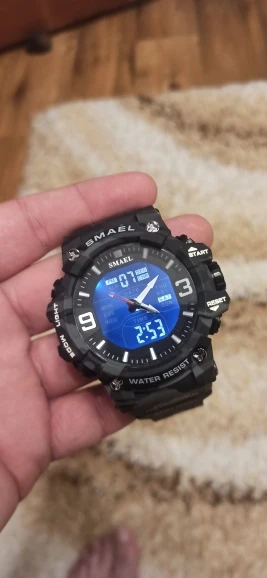 Relógios militares masculinos, relógio esportivo à prova d'água, despertador, tempo duplo, relógios de pulso digitais 8049b, relógios militares photo review