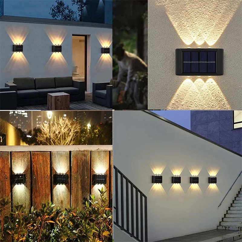 Applique murale LED solaire intelligente et imperméable pour éclairage  d'extérieur en haut et en bas