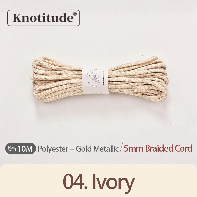 Silver Glossy Polyester Braid Rope with Shiny Lurex Metallic Finish - Ideal for DIY Jewelry Projects, 5mm x 10m