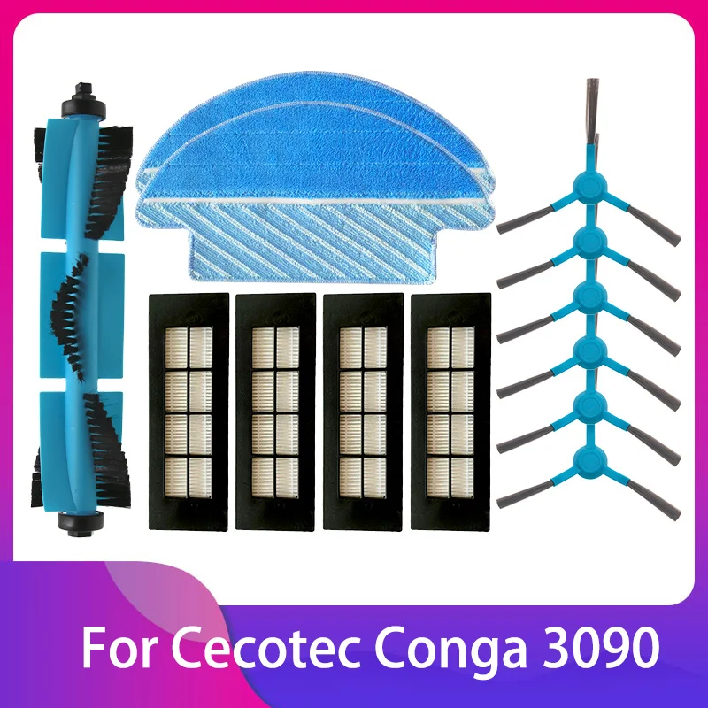 Compatible for Cecotec Conga 3090 Main Roller Side Brush Hepa Filter Mop  Cloth Rag Robot Vacuum Cleaner Parts Accessories