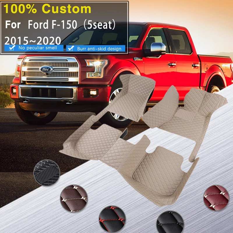 

Car Floor Mats For Ford F-150 F150 Lobo Sutton CS 3000 3500 2015~2020 Luxurious Leather Mat Anti-dirt Pads Auto Car Accessories