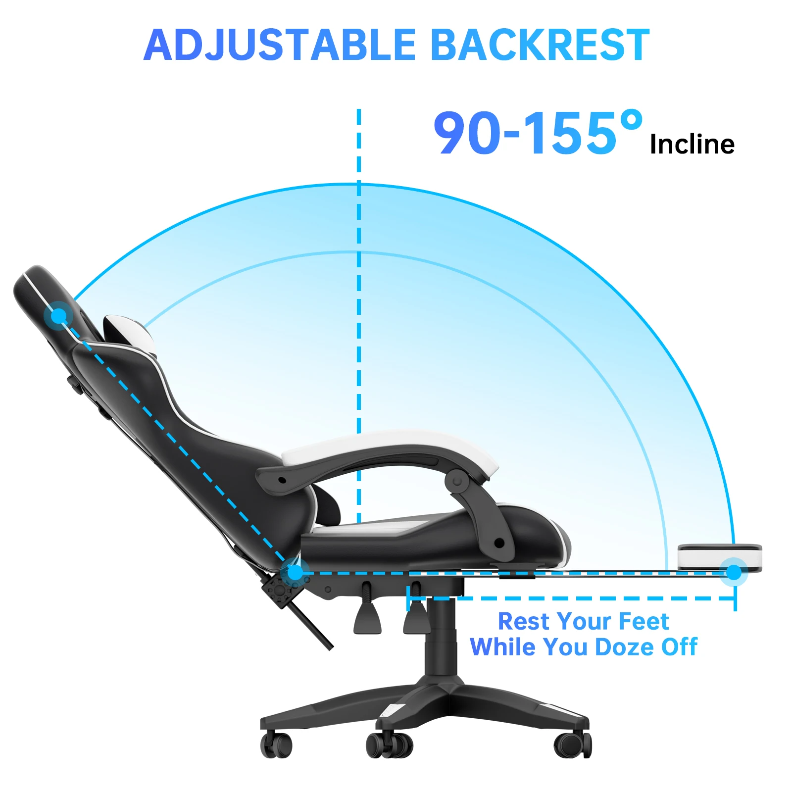 Gaming Chair with Footrest Gamer Chairs Ergonomic with Lumbar Cushion Headrest Gaming Chair Height Adjustable Computer Chair