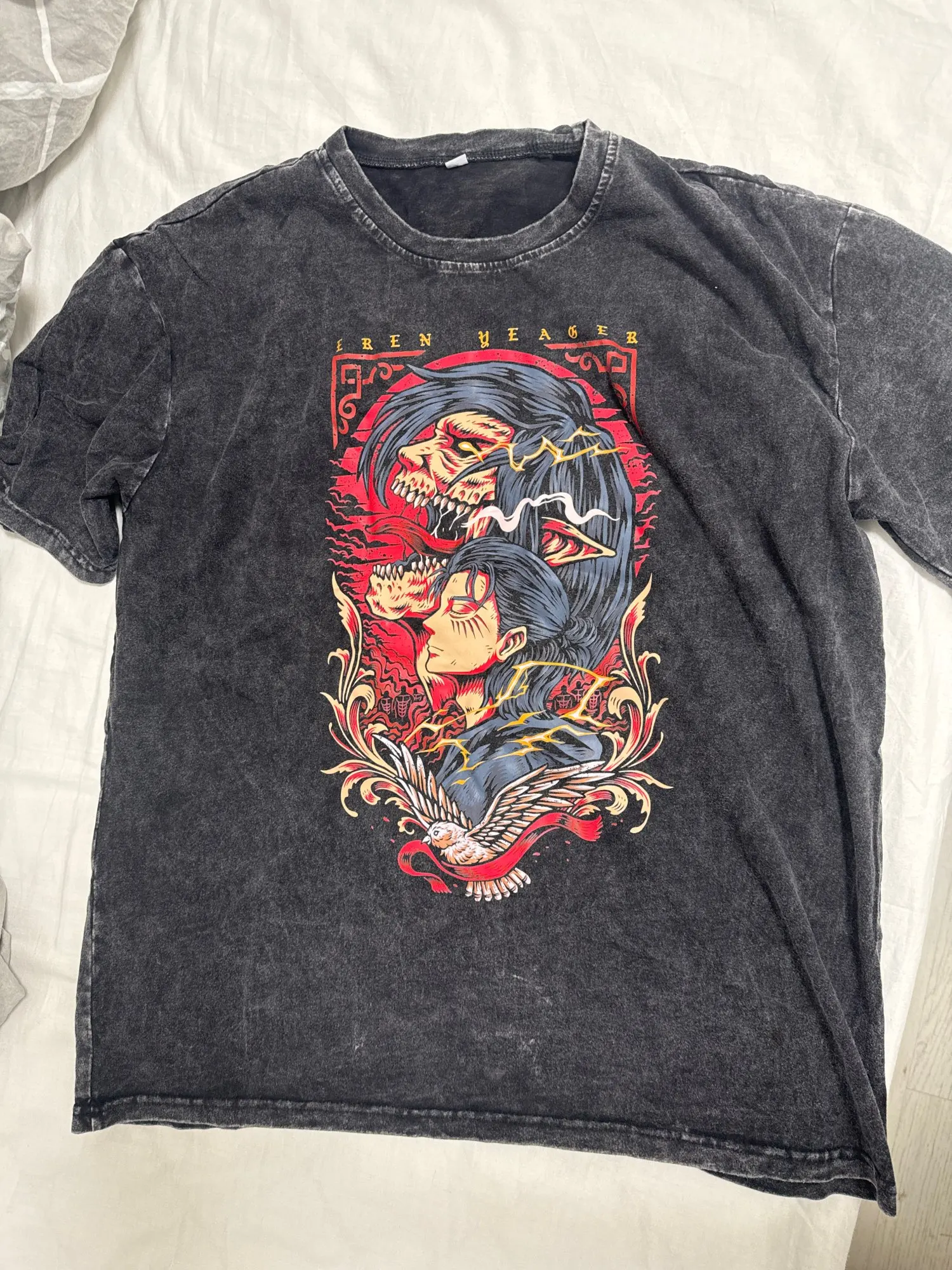 Vintage Anime T Shirt Washed Attack On Titan T Shirt Gym Pump Cover