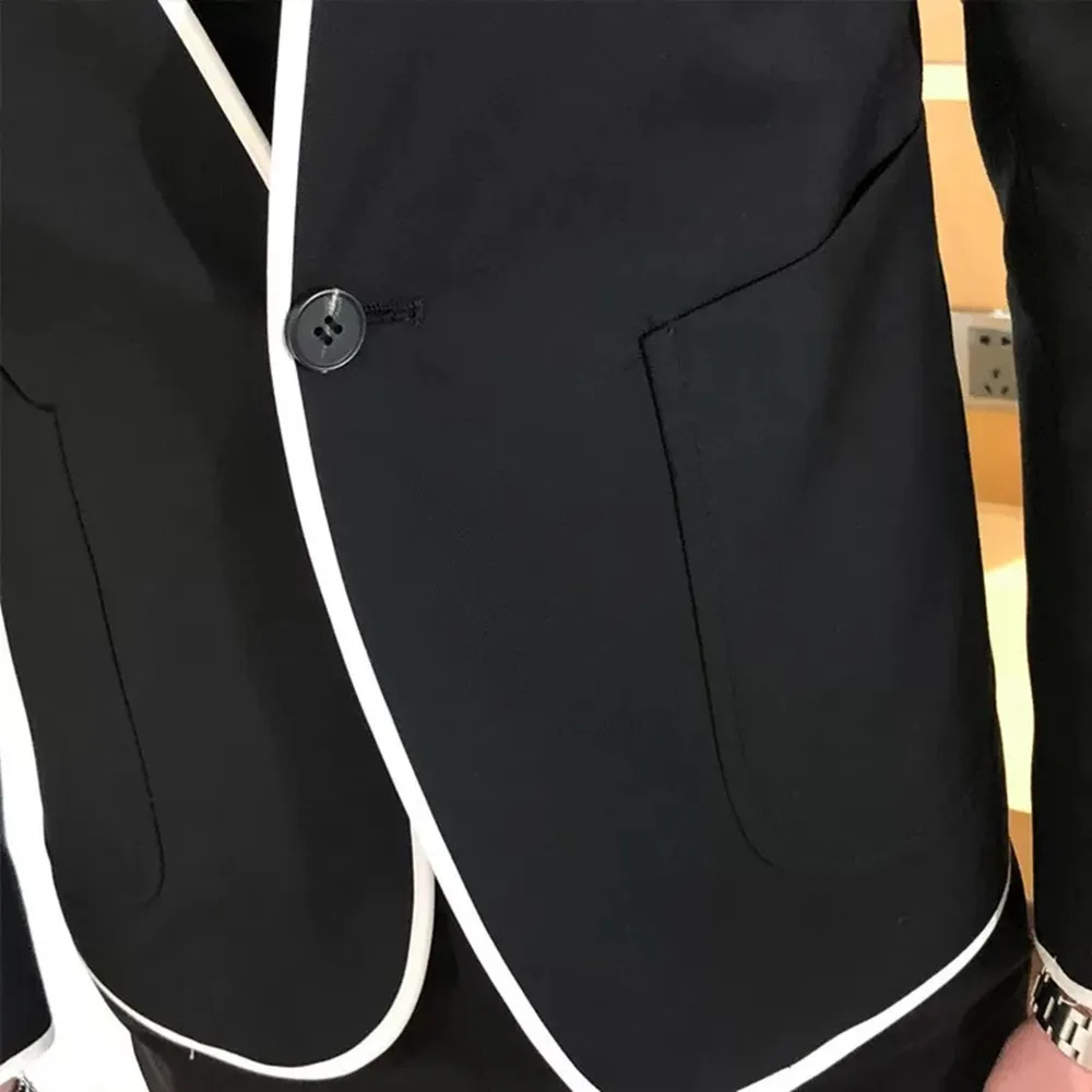 2023 Costume Homme Black Wedding Tuxedo Pant Terno Slim Fit One Button Groom Wear Formal Party Prom Men Suit Handsome Blazer