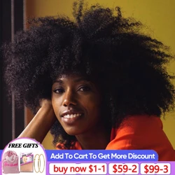 Bangs Wig Afro Kinky Curly Human Hair Wigs For Black Women Classical 4B 4C African Hairstyle 180% 220% Fluffy Bouncy Curls Sale