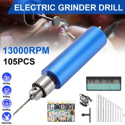 Electric Mini Hand Drill with Power 0.3-4mm Chuck 4000-13000RPM Rotary Tool Kit for Wood DIY Craft Jewelry Walnut Power Tools