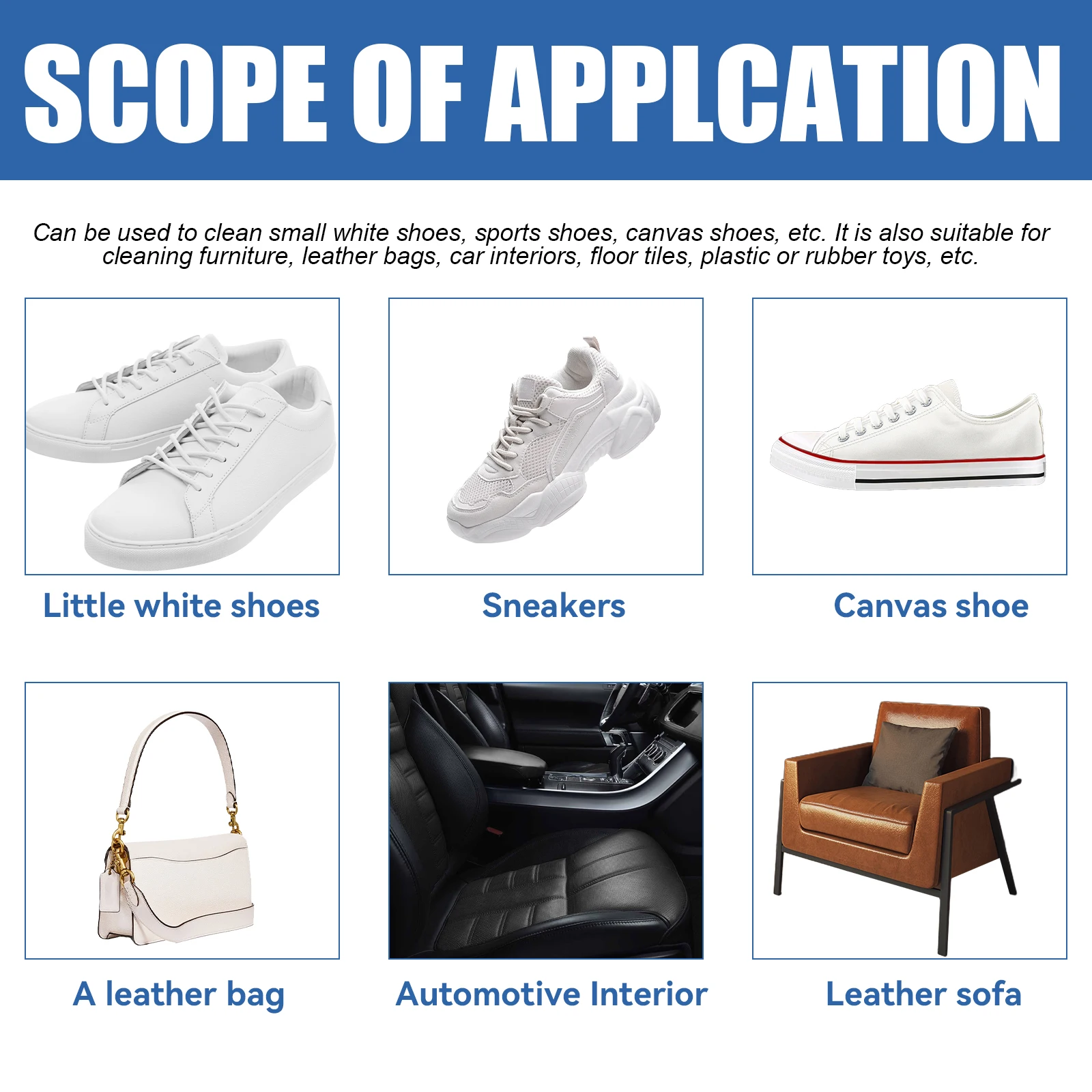 Jaysuing Multipurpose Cleaner Cream for Shoes Leather Sofa Stain Remove Decontamination Waterless Yellow Remover with Sponge