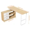 1Pc Writing Desk, Large L-Shaped Workstation Executive Desk with 3 Drawers and 2 Shelves, Corner Computer Desk for Home Office 6